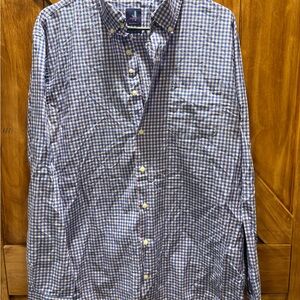 johnnie-O Navy and White Gingham Shirt